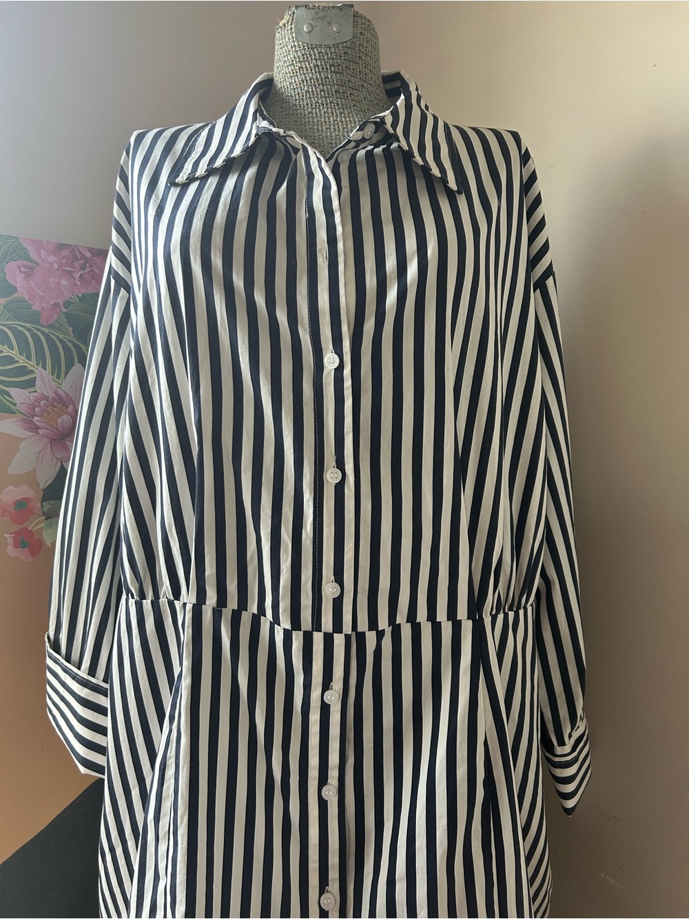 NWT H&M MODERN/CLASSIC STRIPED DRESS Sz.XXL LOOSE FIT BODICE, FITTED SKIRT - Picture 4 of 9
